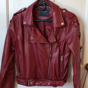 Red Faux Leather Jacket